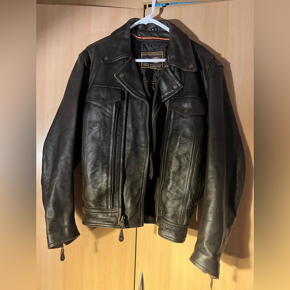 Men’s First Classic Leather Motorcycle Jacket SzM